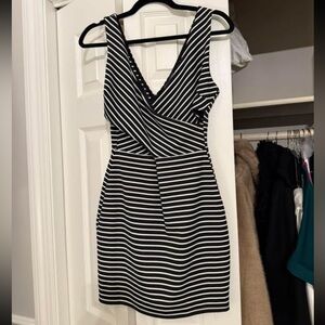 Elegant Black and White Striped Dress